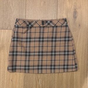 Express Tan Plaid Mini Skirt